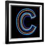 Glowing Letter C Isolated On Black Background-Andriy Zholudyev-Framed Art Print