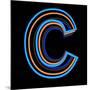 Glowing Letter C Isolated On Black Background-Andriy Zholudyev-Mounted Art Print