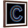 Glowing Letter C Isolated On Black Background-Andriy Zholudyev-Framed Art Print