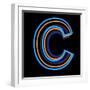 Glowing Letter C Isolated On Black Background-Andriy Zholudyev-Framed Art Print