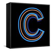 Glowing Letter C Isolated On Black Background-Andriy Zholudyev-Framed Stretched Canvas