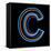 Glowing Letter C Isolated On Black Background-Andriy Zholudyev-Framed Stretched Canvas