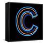 Glowing Letter C Isolated On Black Background-Andriy Zholudyev-Framed Stretched Canvas