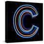 Glowing Letter C Isolated On Black Background-Andriy Zholudyev-Stretched Canvas