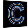 Glowing Letter C Isolated On Black Background-Andriy Zholudyev-Stretched Canvas