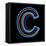 Glowing Letter C Isolated On Black Background-Andriy Zholudyev-Framed Stretched Canvas