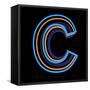 Glowing Letter C Isolated On Black Background-Andriy Zholudyev-Framed Stretched Canvas