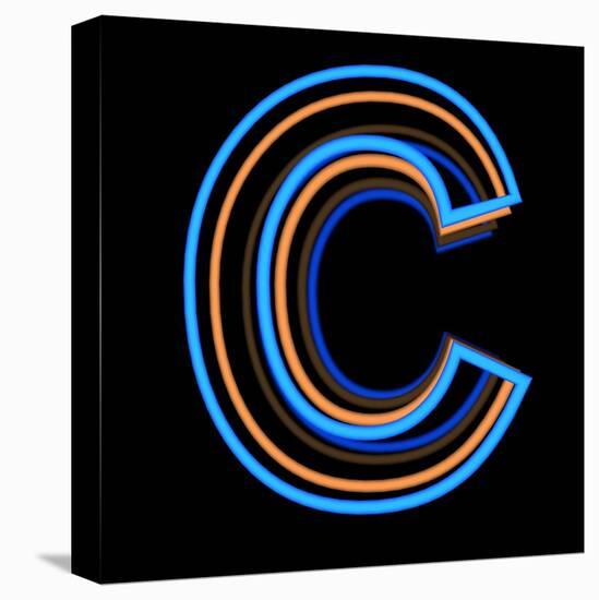 Glowing Letter C Isolated On Black Background-Andriy Zholudyev-Stretched Canvas