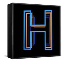 Glowing Letter H Isolated On Black Background-Andriy Zholudyev-Framed Stretched Canvas