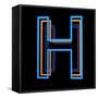 Glowing Letter H Isolated On Black Background-Andriy Zholudyev-Framed Stretched Canvas