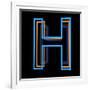 Glowing Letter H Isolated On Black Background-Andriy Zholudyev-Framed Art Print