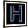 Glowing Letter H Isolated On Black Background-Andriy Zholudyev-Framed Art Print