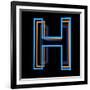 Glowing Letter H Isolated On Black Background-Andriy Zholudyev-Framed Art Print
