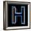 Glowing Letter H Isolated On Black Background-Andriy Zholudyev-Framed Art Print