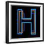 Glowing Letter H Isolated On Black Background-Andriy Zholudyev-Framed Art Print