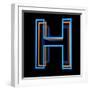 Glowing Letter H Isolated On Black Background-Andriy Zholudyev-Framed Art Print