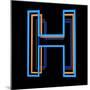 Glowing Letter H Isolated On Black Background-Andriy Zholudyev-Mounted Art Print