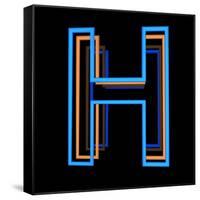 Glowing Letter H Isolated On Black Background-Andriy Zholudyev-Framed Stretched Canvas