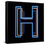 Glowing Letter H Isolated On Black Background-Andriy Zholudyev-Framed Stretched Canvas