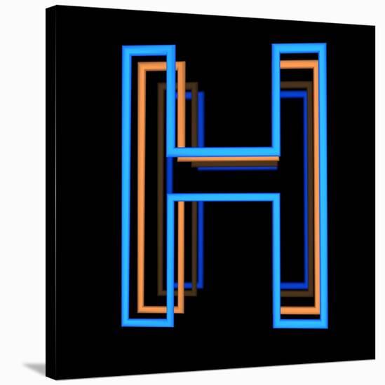 Glowing Letter H Isolated On Black Background-Andriy Zholudyev-Stretched Canvas