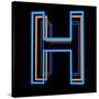 Glowing Letter H Isolated On Black Background-Andriy Zholudyev-Stretched Canvas