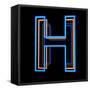 Glowing Letter H Isolated On Black Background-Andriy Zholudyev-Framed Stretched Canvas