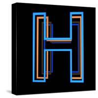 Glowing Letter H Isolated On Black Background-Andriy Zholudyev-Stretched Canvas