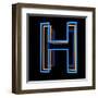 Glowing Letter H Isolated On Black Background-Andriy Zholudyev-Framed Art Print