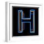 Glowing Letter H Isolated On Black Background-Andriy Zholudyev-Framed Art Print