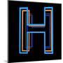 Glowing Letter H Isolated On Black Background-Andriy Zholudyev-Mounted Art Print