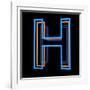 Glowing Letter H Isolated On Black Background-Andriy Zholudyev-Framed Art Print