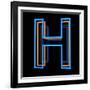 Glowing Letter H Isolated On Black Background-Andriy Zholudyev-Framed Art Print