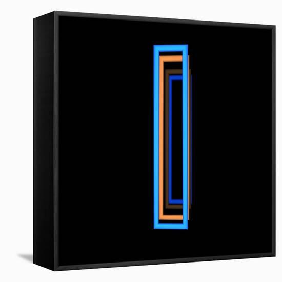 Glowing Letter I Isolated On Black Background-Andriy Zholudyev-Framed Stretched Canvas