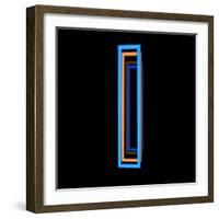 Glowing Letter I Isolated On Black Background-Andriy Zholudyev-Framed Art Print