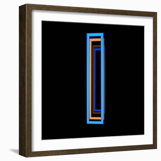 Glowing Letter I Isolated On Black Background-Andriy Zholudyev-Framed Art Print