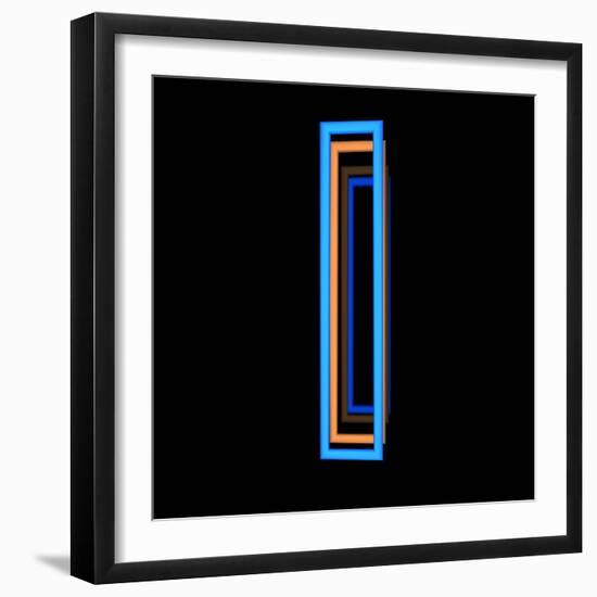 Glowing Letter I Isolated On Black Background-Andriy Zholudyev-Framed Art Print