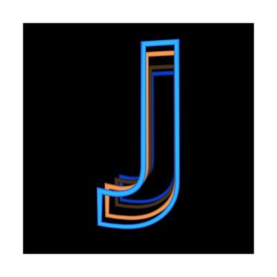 'Glowing Letter J Isolated On Black Background' Prints Andriy