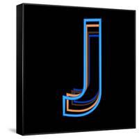 Glowing Letter J Isolated On Black Background-Andriy Zholudyev-Framed Stretched Canvas