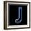 Glowing Letter J Isolated On Black Background-Andriy Zholudyev-Framed Art Print