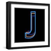 Glowing Letter J Isolated On Black Background-Andriy Zholudyev-Framed Art Print