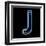 Glowing Letter J Isolated On Black Background-Andriy Zholudyev-Framed Art Print