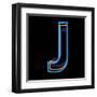 Glowing Letter J Isolated On Black Background-Andriy Zholudyev-Framed Art Print