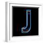 Glowing Letter J Isolated On Black Background-Andriy Zholudyev-Framed Art Print