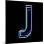 Glowing Letter J Isolated On Black Background-Andriy Zholudyev-Mounted Art Print