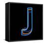 Glowing Letter J Isolated On Black Background-Andriy Zholudyev-Framed Stretched Canvas