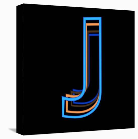 Glowing Letter J Isolated On Black Background-Andriy Zholudyev-Stretched Canvas