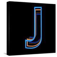 Glowing Letter J Isolated On Black Background-Andriy Zholudyev-Stretched Canvas