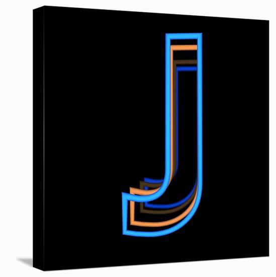 Glowing Letter J Isolated On Black Background-Andriy Zholudyev-Stretched Canvas