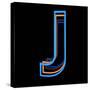 Glowing Letter J Isolated On Black Background-Andriy Zholudyev-Stretched Canvas