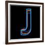 Glowing Letter J Isolated On Black Background-Andriy Zholudyev-Framed Art Print